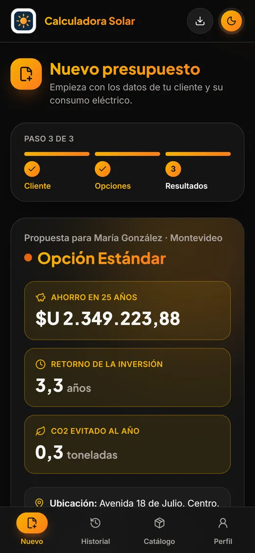 Resultados del presupuesto en el celular